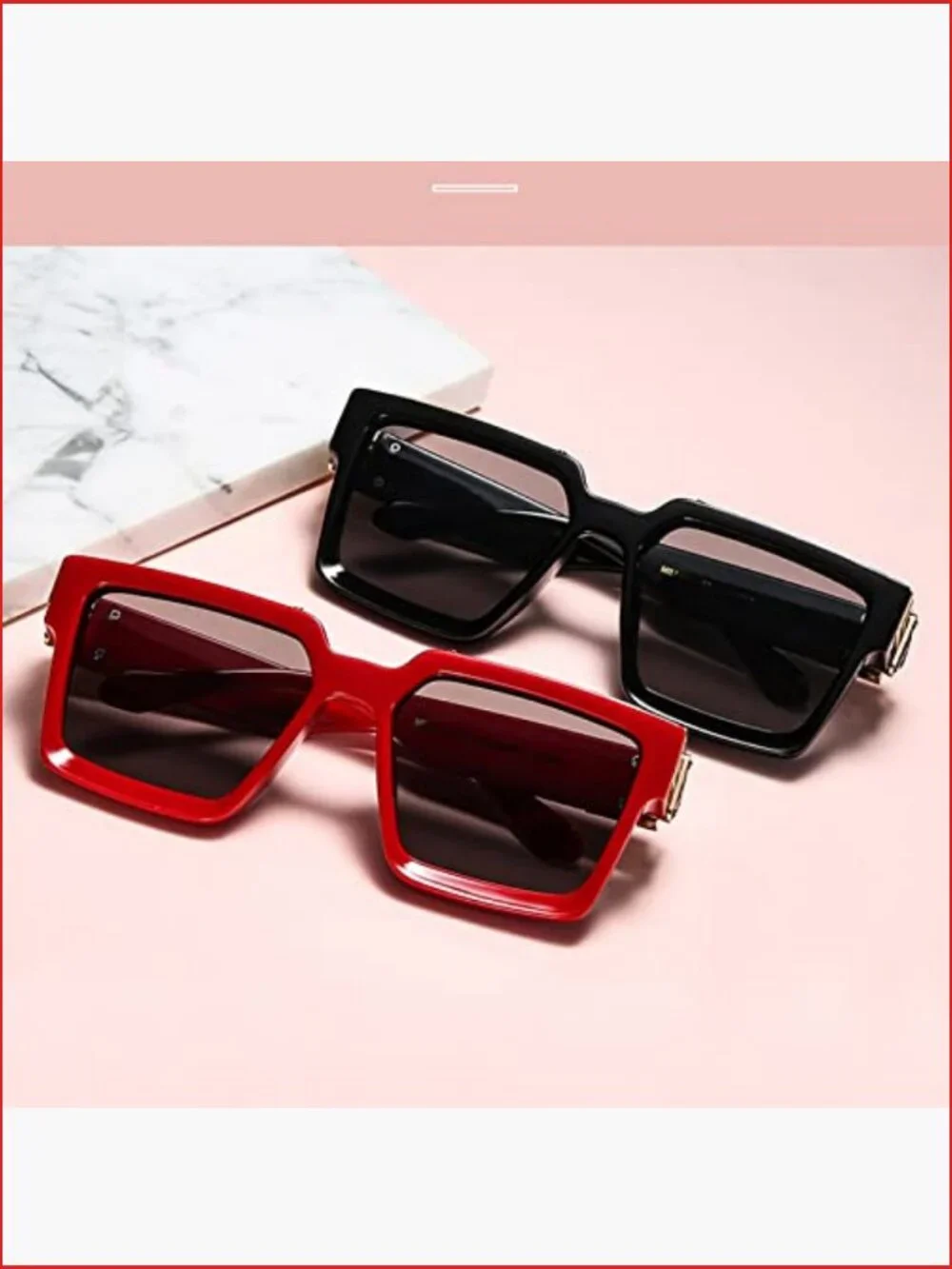 Retro Rectangular Chunky Gradient Lens Sunglasses UV400 Non-Polarized